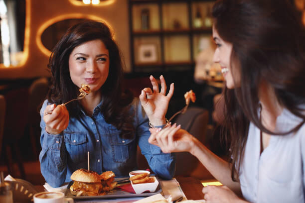 Women eating dinner